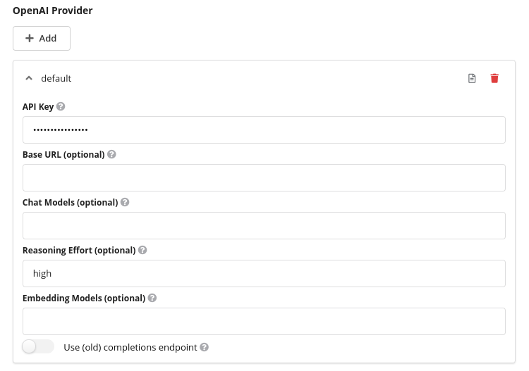OpenAI Provider Settings
