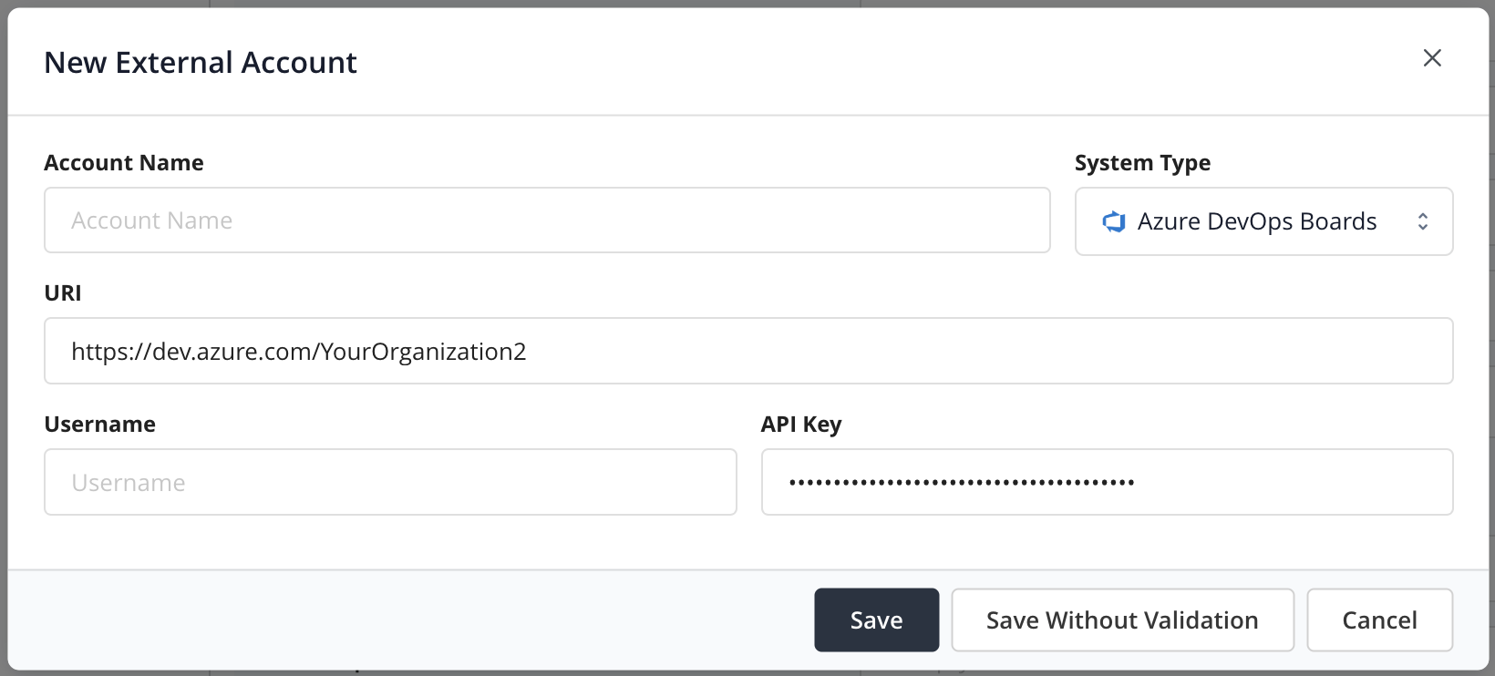 Screenshot of the Azure DevOps Account Creation Mask
