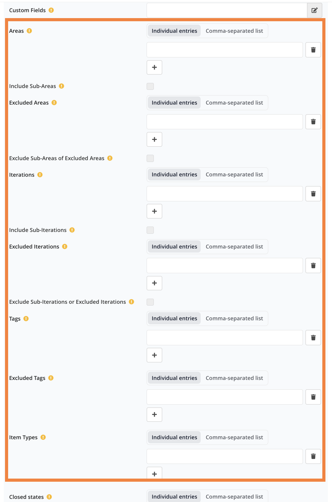 Configure filters