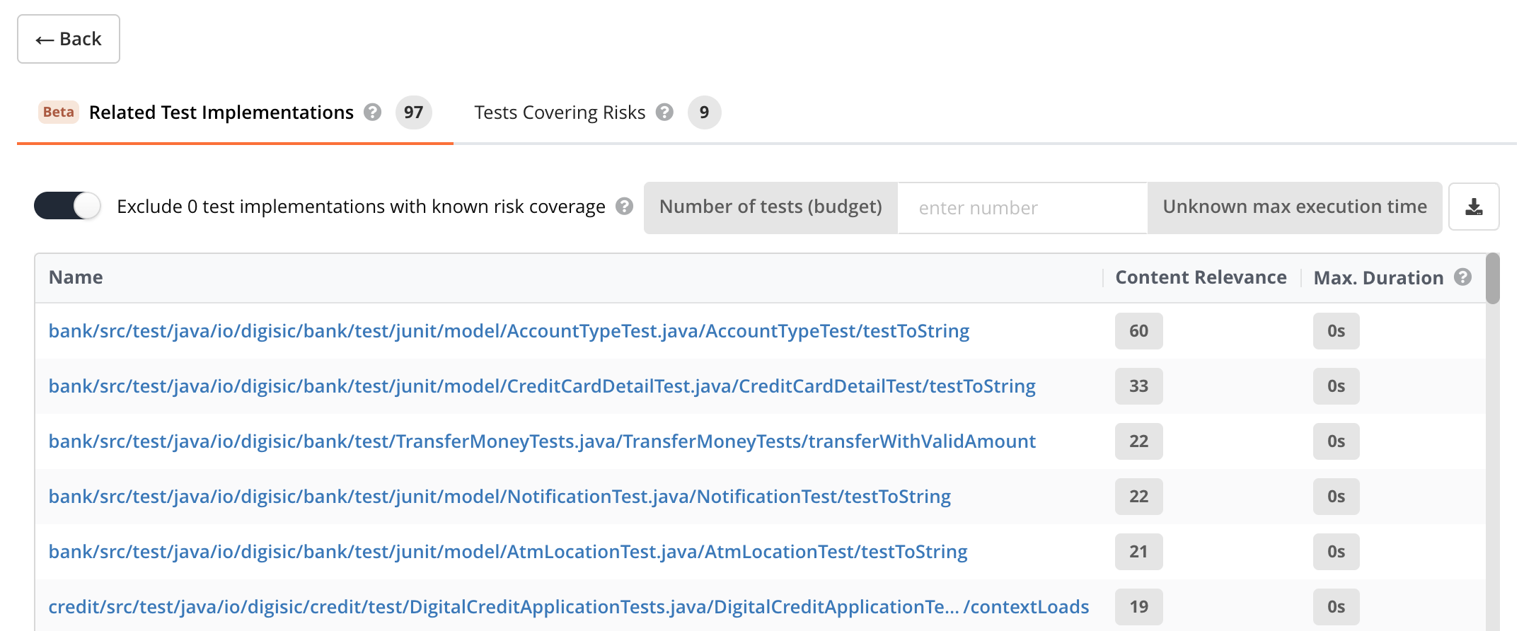 Image: Related test implementations