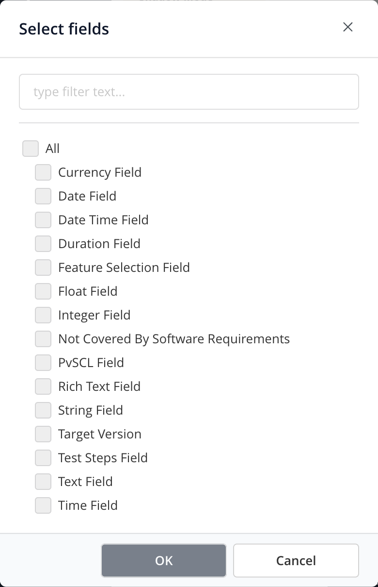 Polarion custom field selection