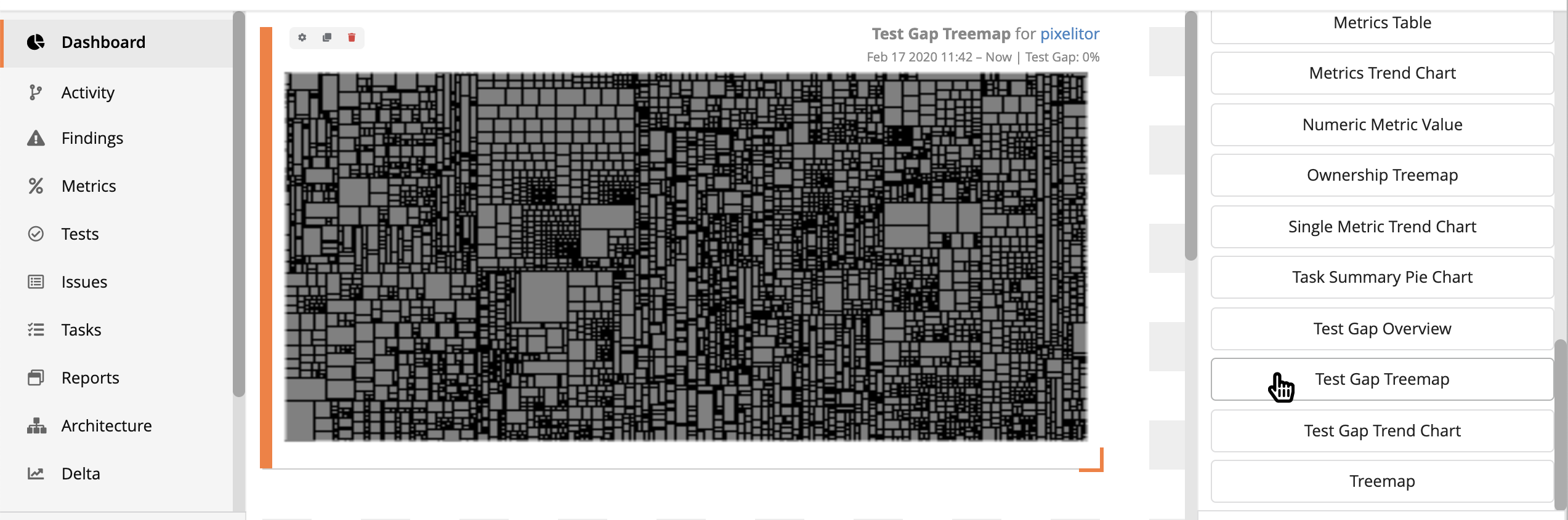 Adding a Dashboard with a Test Gap Treemap