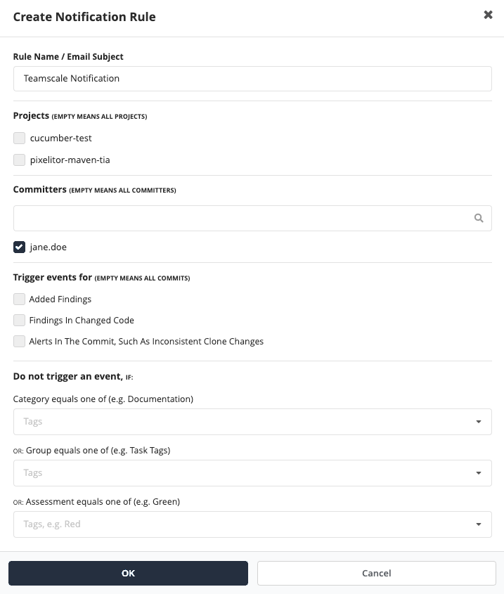 Editing a Notification Rule for Findings