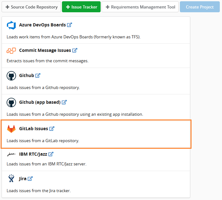 Screenshot of the selected GitLab Issue Tracker