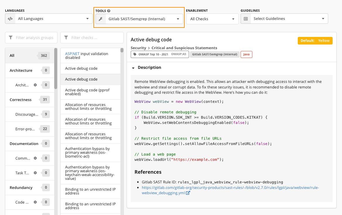 GitLab SAST Ruleset