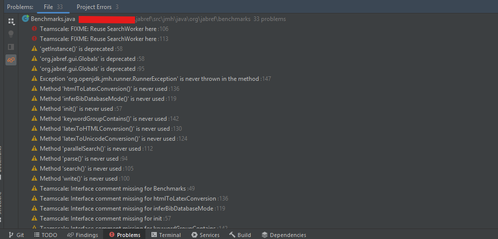 IntelliJ Problems Tab