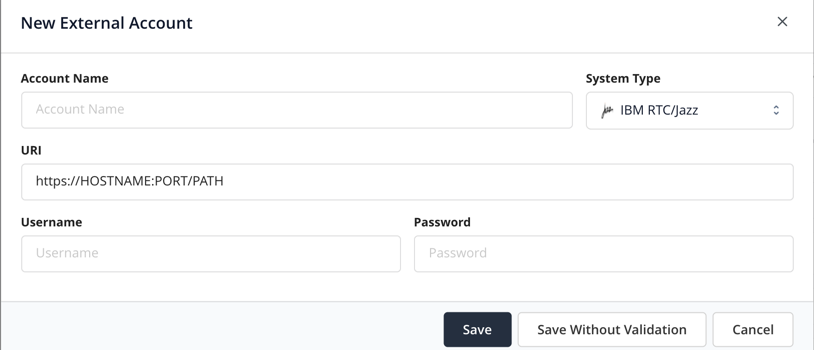 Screenshot of the Jazz Account Creation Mask