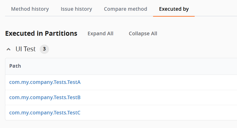 Tests method history executed by