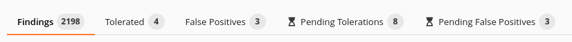 Pending Finding Exclusion Tabs