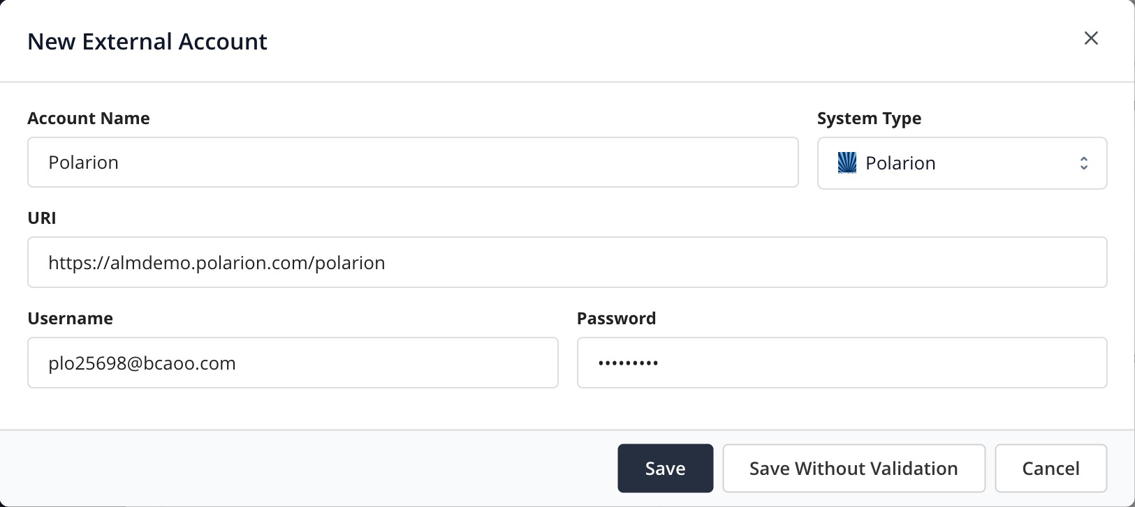 Create Polarion credentials