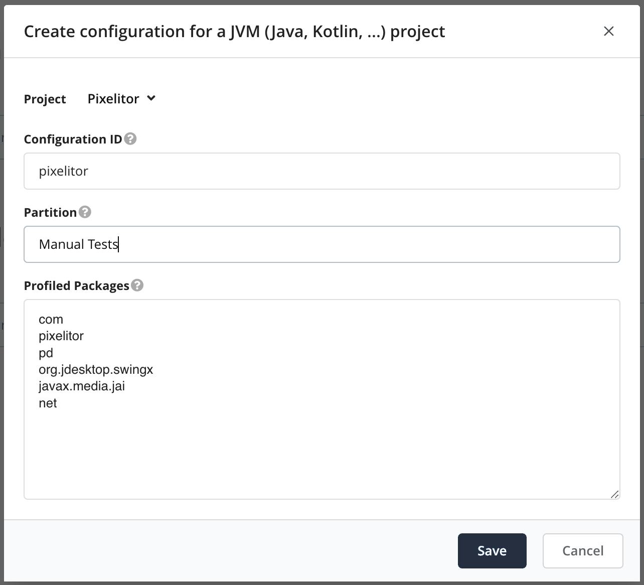 Profiler configuration wizard