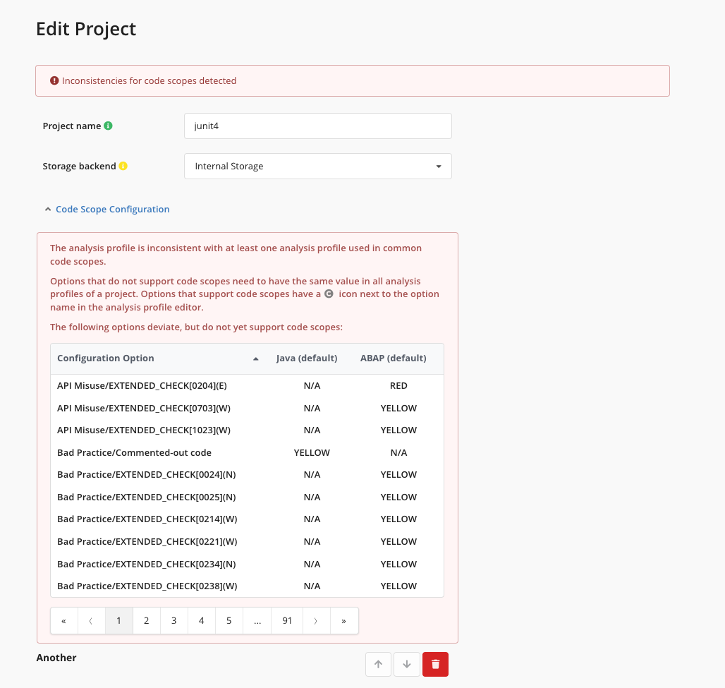Code Scopes Configuration Validation