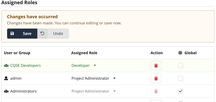 Role Assignments Save
