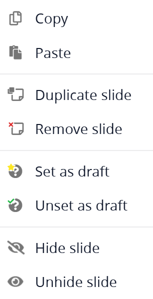 Slide Context Menu