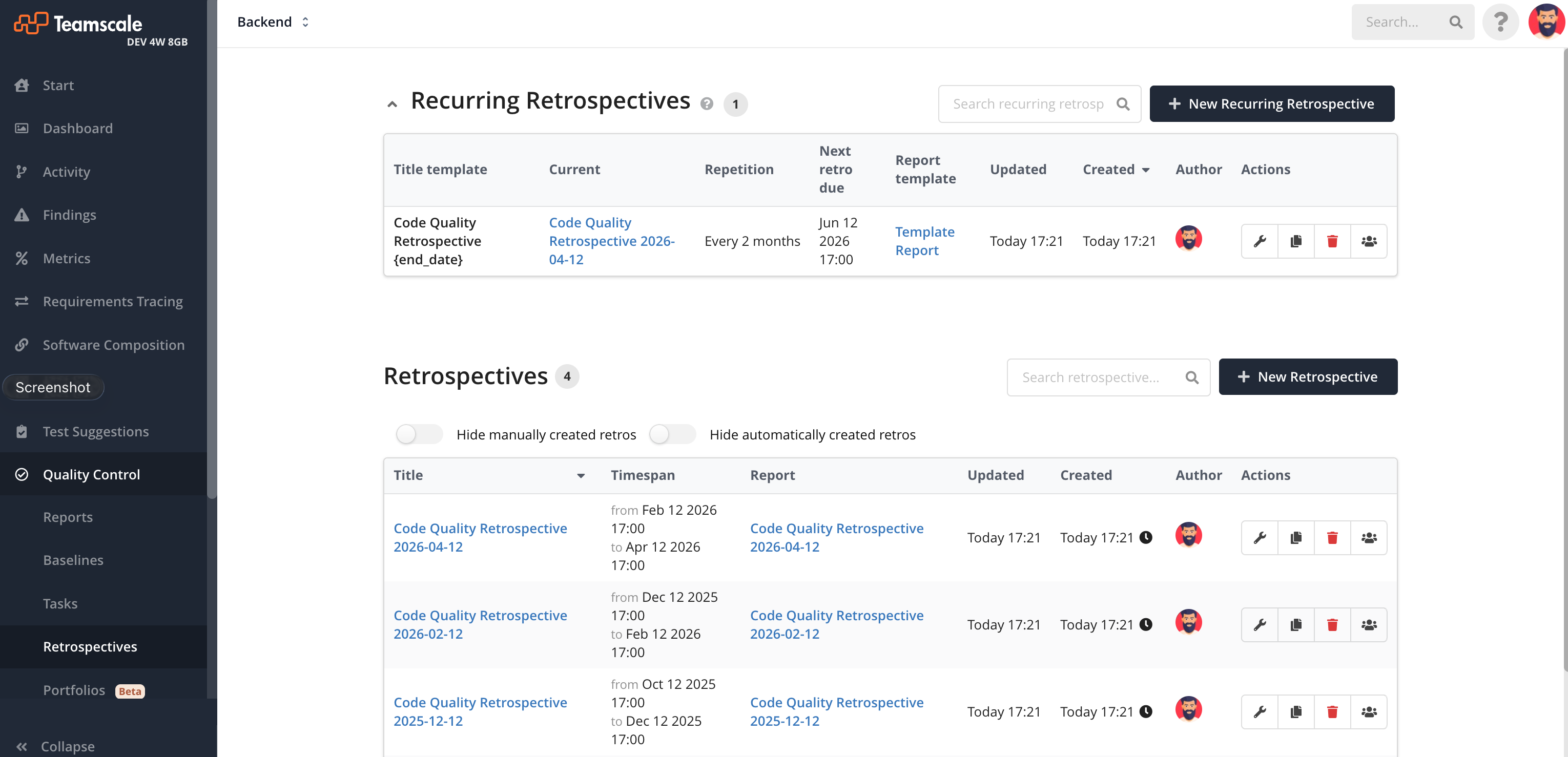 Recurring Retrospectives