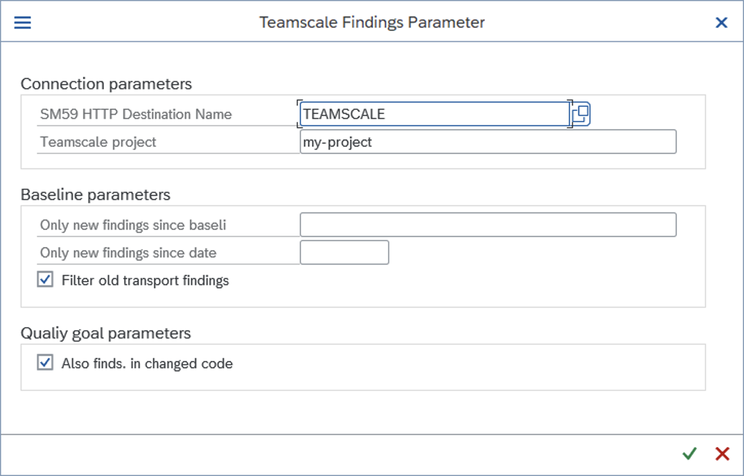 Teamscale Findings Parameters v2506
