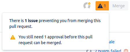 Screenshot of a missing approval by a reviewer in a Bitbucket Pull Request