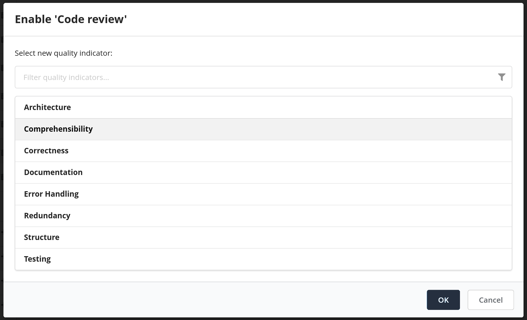 Screenshot of selecting a target indicator