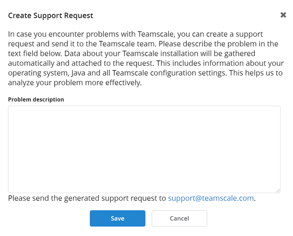 Support Request Dialog