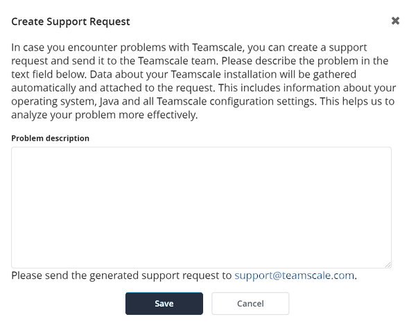 Support Request Dialog
